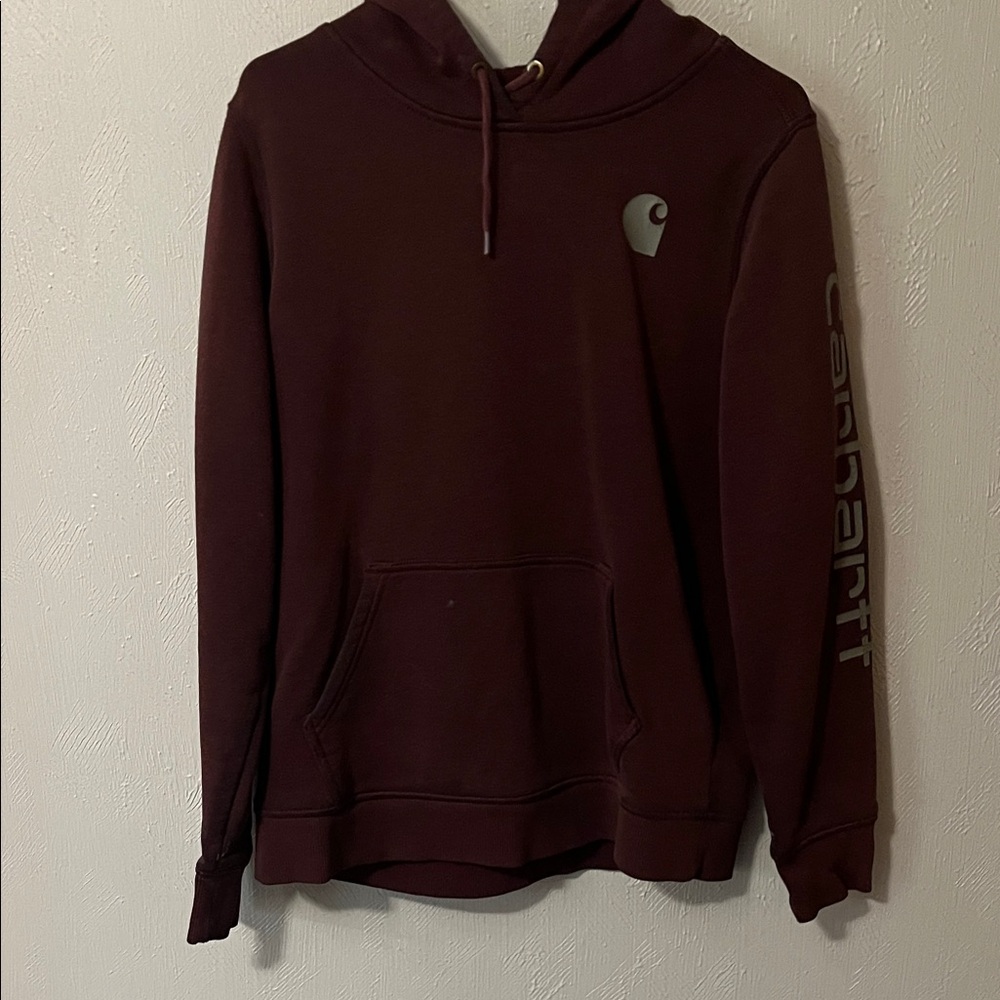 Carhartt Womens Burgundy Pullover Hoodie with Logo